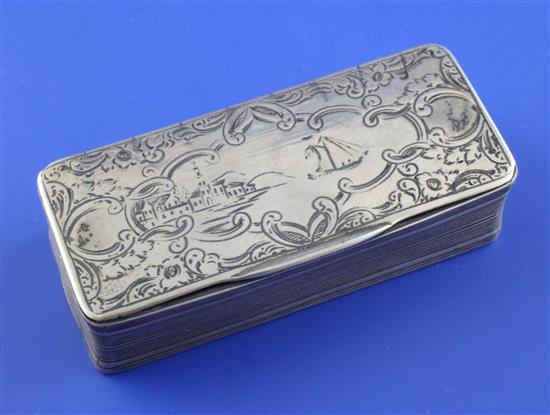 A mid 19th century Portuguese silver snuff box, 3.5in.